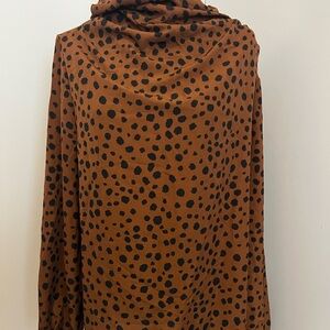 Source Unknown Brown and Black Polka Dot Blouse